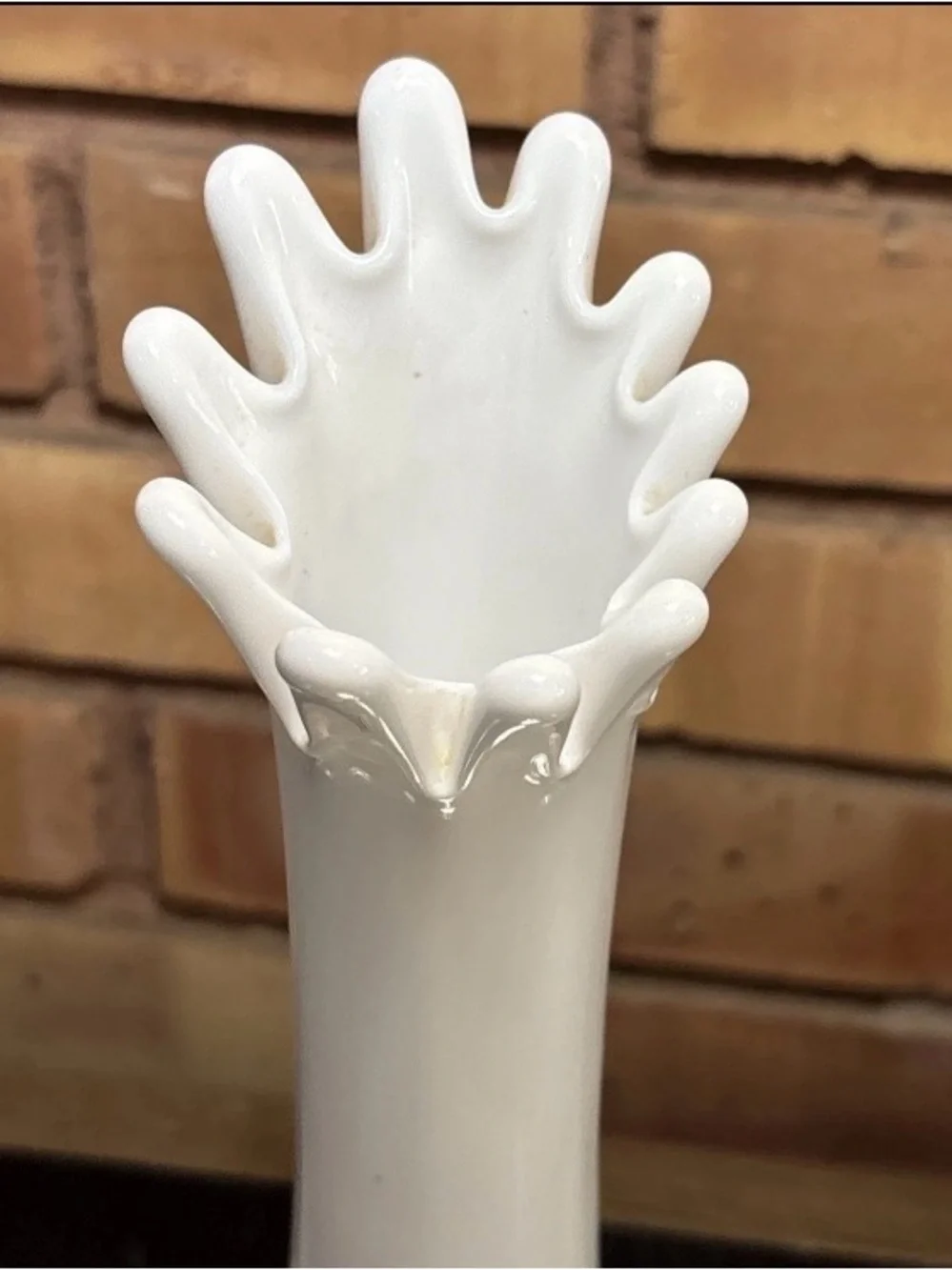 Vintage Fenton Milk Glass Swung Vase Early 1960’s  Cactus/Agave Pattern 12.5”